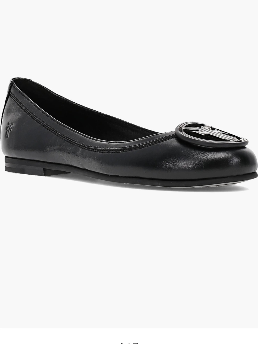 Frye Black Leather Emblem Ballet Flat